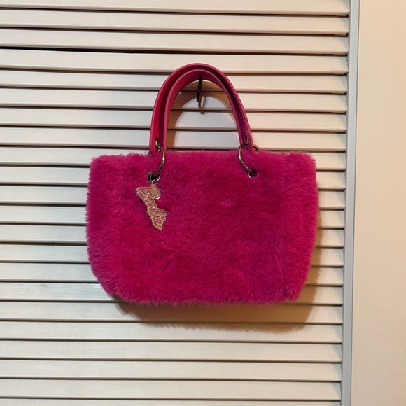 Barbie Mattel Y2K Purse Small Faux Fur Barbie Charm Snap Closure Purse - Picture 2 of 14